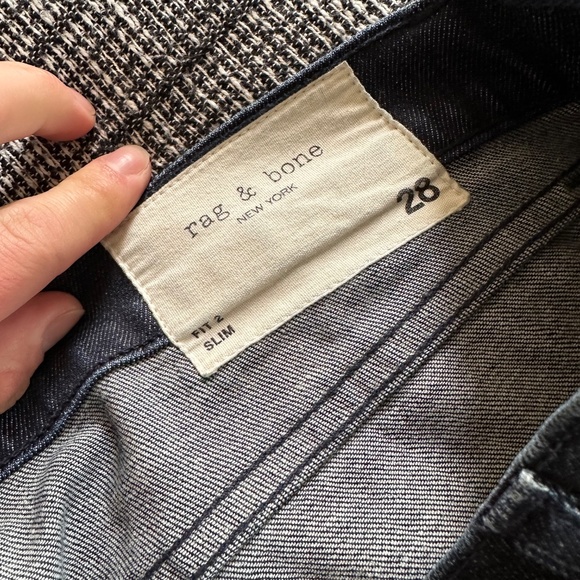 Rag & bone Slim Fit 2 Denim Men’s Tonal Rinse Dark Wash Blue Jeans 28 - Picture 3 of 9